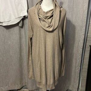 Sweater dress with draped neck